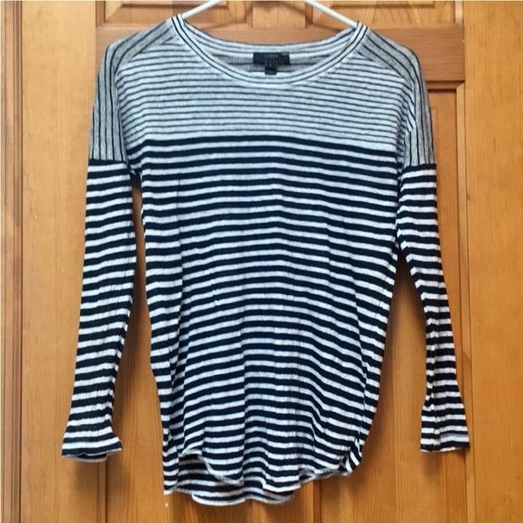 J. Crew Long Sleeve Striped Tee. Small. Linen. Lightweight. - Picture 1 of 4